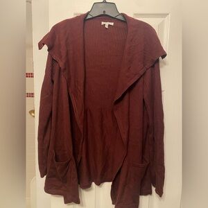 Burgundy Open Front Cardigan